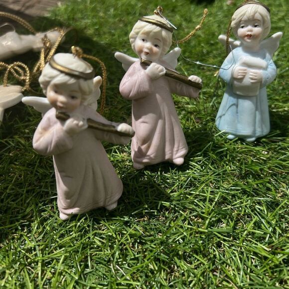 8PC Porcelain Musician Angels Seizan CP Fine Art Christmas Figurines Japan rare - Picture 3 of 4